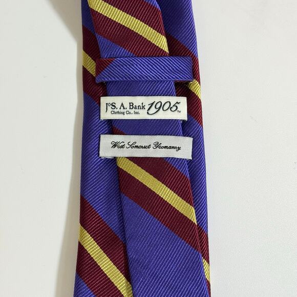 Jos A Bank 1905 Necktie Tie British Regimental West Somerset Yeomanry 60" Silk - Picture 4 of 7